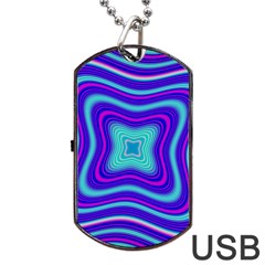 Abstract Artwork Fractal Background Blue Dog Tag Usb Flash (one Side) by Sudhe