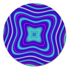 Abstract Artwork Fractal Background Blue Magnet 5  (round) by Sudhe