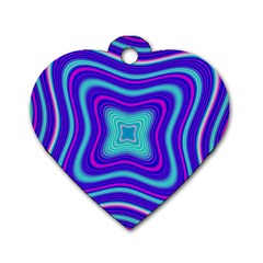 Abstract Artwork Fractal Background Blue Dog Tag Heart (two Sides) by Sudhe