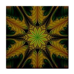 Abstract Flower Artwork Art Green Yellow Tile Coasters by Sudhe