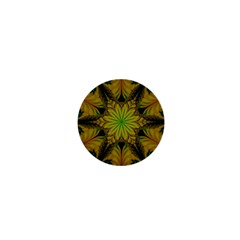 Abstract Flower Artwork Art Green Yellow 1  Mini Buttons by Sudhe