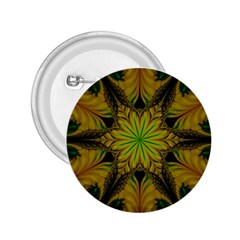 Abstract Flower Artwork Art Green Yellow 2.25  Buttons