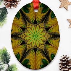 Abstract Flower Artwork Art Green Yellow Ornament (Oval)