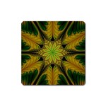 Abstract Flower Artwork Art Green Yellow Square Magnet Front