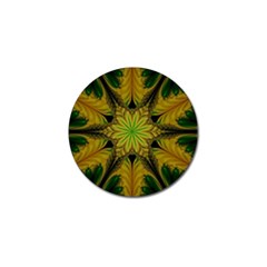 Abstract Flower Artwork Art Green Yellow Golf Ball Marker (4 Pack) by Sudhe