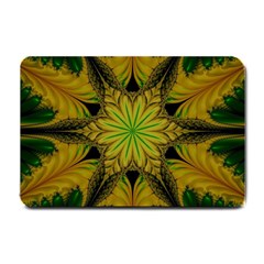 Abstract Flower Artwork Art Green Yellow Small Doormat 