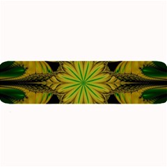 Abstract Flower Artwork Art Green Yellow Large Bar Mats by Sudhe