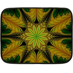 Abstract Flower Artwork Art Green Yellow Fleece Blanket (mini) by Sudhe