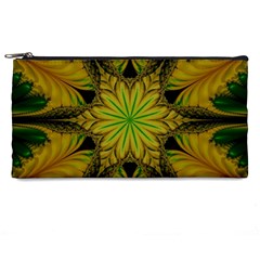 Abstract Flower Artwork Art Green Yellow Pencil Cases