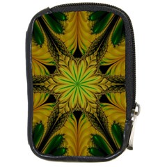 Abstract Flower Artwork Art Green Yellow Compact Camera Leather Case by Sudhe