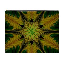 Abstract Flower Artwork Art Green Yellow Cosmetic Bag (xl) by Sudhe