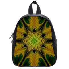 Abstract Flower Artwork Art Green Yellow School Bag (Small)