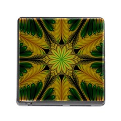 Abstract Flower Artwork Art Green Yellow Memory Card Reader (square 5 Slot) by Sudhe