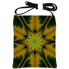 Abstract Flower Artwork Art Green Yellow Shoulder Sling Bag