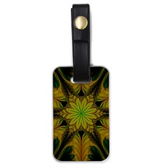 Abstract Flower Artwork Art Green Yellow Luggage Tag (one Side) by Sudhe