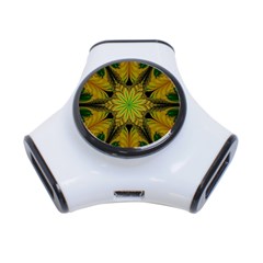 Abstract Flower Artwork Art Green Yellow 3-port Usb Hub by Sudhe