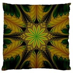 Abstract Flower Artwork Art Green Yellow Large Cushion Case (one Side) by Sudhe