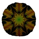 Abstract Flower Artwork Art Green Yellow Large 18  Premium Round Cushions Front