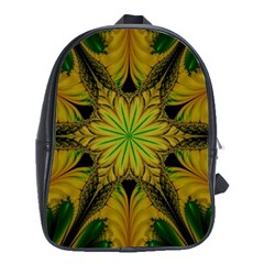 Abstract Flower Artwork Art Green Yellow School Bag (xl) by Sudhe