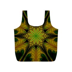 Abstract Flower Artwork Art Green Yellow Full Print Recycle Bag (S)