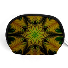 Abstract Flower Artwork Art Green Yellow Accessory Pouch (medium) by Sudhe