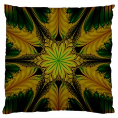 Abstract Flower Artwork Art Green Yellow Standard Flano Cushion Case (one Side) by Sudhe