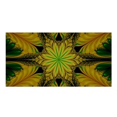 Abstract Flower Artwork Art Green Yellow Satin Shawl