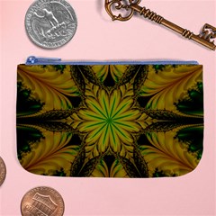 Abstract Flower Artwork Art Green Yellow Large Coin Purse by Sudhe