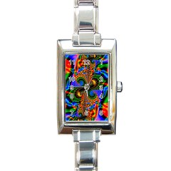 Abstract Fractal Artwork Colorful Rectangle Italian Charm Watch by Sudhe