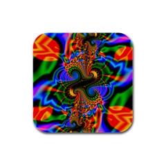 Abstract Fractal Artwork Colorful Rubber Square Coaster (4 Pack)  by Sudhe