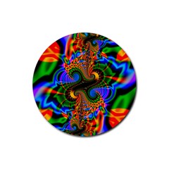 Abstract Fractal Artwork Colorful Rubber Round Coaster (4 Pack)  by Sudhe