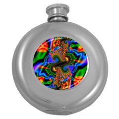 Abstract Fractal Artwork Colorful Round Hip Flask (5 Oz) by Sudhe