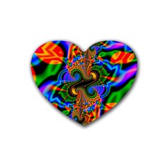 Abstract Fractal Artwork Colorful Heart Coaster (4 Pack)  by Sudhe