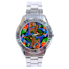 Abstract Fractal Artwork Colorful Stainless Steel Analogue Watch by Sudhe