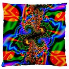 Abstract Fractal Artwork Colorful Large Flano Cushion Case (one Side) by Sudhe