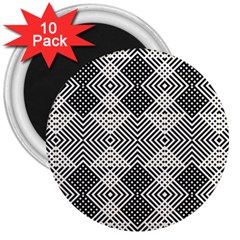 Monochrome Geometric Herringbone Seamless Pattern Vector 3  Magnets (10 Pack)  by Sudhe