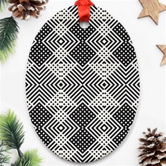 Monochrome Geometric Herringbone Seamless Pattern Vector Oval Ornament (two Sides) by Sudhe