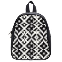 Monochrome Geometric Herringbone Seamless Pattern Vector School Bag (small) by Sudhe