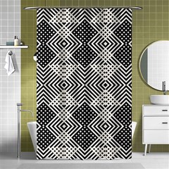 Monochrome Geometric Herringbone Seamless Pattern Vector Shower Curtain 48  X 72  (small)  by Sudhe