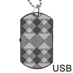 Monochrome Geometric Herringbone Seamless Pattern Vector Dog Tag Usb Flash (one Side) by Sudhe