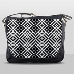 Monochrome Geometric Herringbone Seamless Pattern Vector Messenger Bag by Sudhe