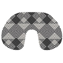 Monochrome Geometric Herringbone Seamless Pattern Vector Travel Neck Pillow by Sudhe