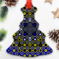 Digital Art Background Yellow Blue Christmas Tree Ornament (two Sides) by Sudhe