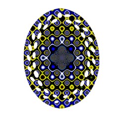 Digital Art Background Yellow Blue Ornament (oval Filigree)