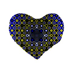 Digital Art Background Yellow Blue Standard 16  Premium Flano Heart Shape Cushions by Sudhe