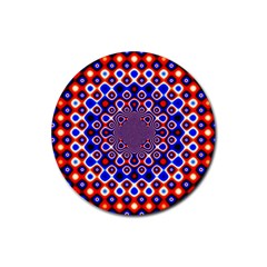 Digital Art Background Red Blue Rubber Round Coaster (4 Pack)  by Sudhe