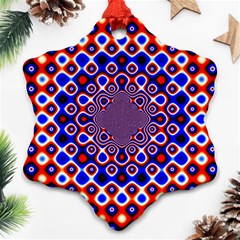 Digital Art Background Red Blue Snowflake Ornament (two Sides) by Sudhe