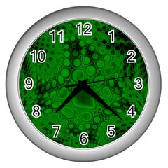 Background Texture Design Geometric Green Black Wall Clock (silver) by Sudhe