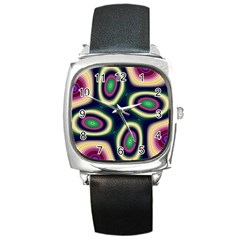 Abstract Artwork Fractal Background Art Pattern Square Metal Watch by Sudhe