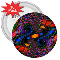 Abstract Fractal Artwork Colorful 3  Buttons (10 Pack)  by Sudhe